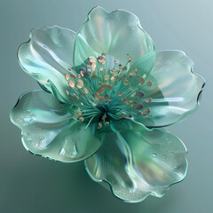 Wall Mural - glass-like green translucent flower