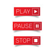 Play Pause Stop web button set