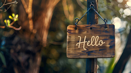 Hello wooden script platte decorative street sign