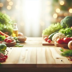 Canvas Print - culinary, defocused, blur, display, ingredients, raw, home, fresh, background, food, kitchen, table, healthy, diet, cooking, vegetable, vegetarian, wooden, organic, space, natural, tomato, ingredient,