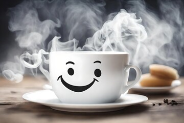 Wall Mural - cup of coffee with smoke