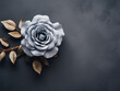 Captured from the top, a garden rose adorning a gray surface, providing text space