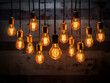 Antique Edison-style light bulbs create a nostalgic ambiance against a wall