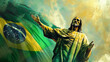 Bandeira brasileira com Jesus Cristo