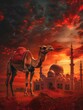 eid al adha, Camel and mosque - generative ai