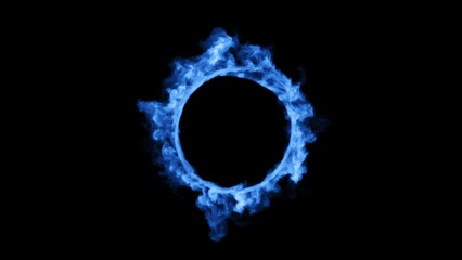 Poster - Blue energy ring. Smoke circle element black background. Magic power footage for compositing
Realistic 3d render simulation. Seamless loop.
