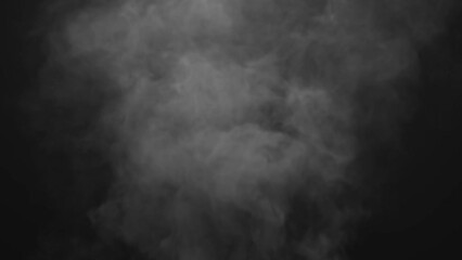 Poster - Smoke background. Realistic 3d render simulation. Steam animation. Dark cloudy mist footage for industrial pollution concept. Seamless loop.