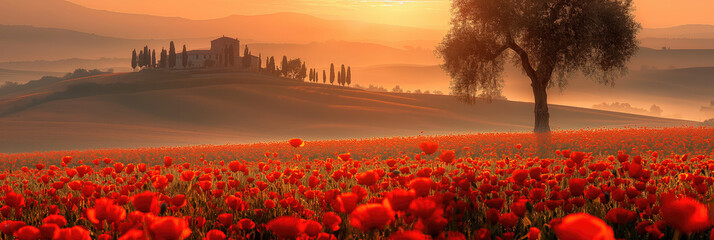 Wall Mural - field of poppies