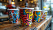 Revitalize your coffee experience with a cup that embodies the raw energy of street art, showcasing graffiti-style typography and a vibrant urban palette-2