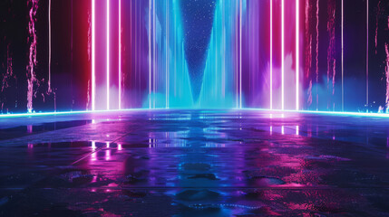 Aufkleber - Vibrant neon lights creating a dynamic high-tech backdrop with a futuristic vibe