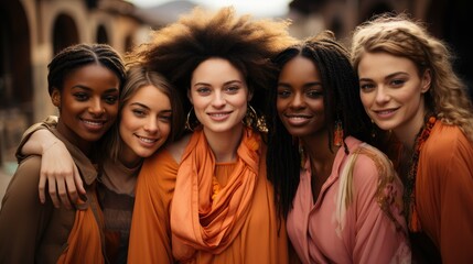 Wall Mural - Vibrant women bonded in diversity and joy, radiating unity