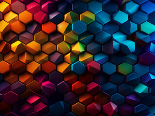 Wall Mural - Explore the enigmatic allure of 3D backgrounds with chromatic hexagons and illusions