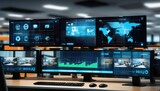Fototapeta  - CCTV Camera Network and Monitoring Screen Display