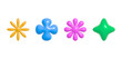 3d vector plastic shapes in 90s style.Abstract cute icons or symbols in y2k aesthetic.Cartoon flowers and sparkles for banners,social media marketing,branding,packaging,covers