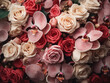 Roses and orchids form a vintage-style floral background