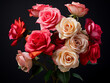 © Llama-World-studio - Colorful roses come together in a lovely bouquet against a dusty pink background