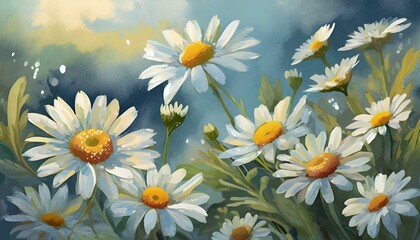 Wall Mural - daisies in the water