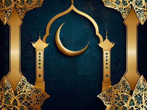 Muslim holiday Eid al-Adha card. Happy sacrifice celebration design.
