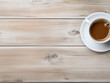 Coffee on white wooden background, providing ample space for text