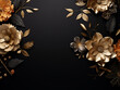Luxury black background adorned with exquisite gold elements in high-quality illustration