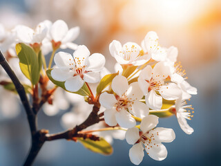 Wall Mural - Delicate white cherry blossoms symbolize natural elegance