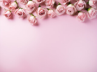 Wall Mural - Dry roses on a pastel pink background offer versatility for special occasions