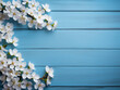 Spring blossoms create a pleasing pattern against a blue background