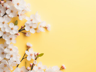 Wall Mural - Top view showcases lovely yellow pastel blossoms in spring