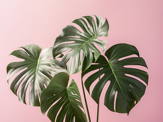 Wall Mural - Decorative elements shiny artificial monstera leaves