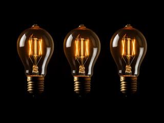 Poster - Edison lights bulbs with ample space on black background