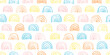 Cute childish vector colorful textured hand drawn rainbow arc shape seamless pattern. Modern pastel colors arch print for kids textile design, wrapping paper, surface, wallpaper, background