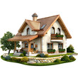 house in the garden isolated on transparent background