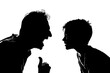 © Michael - Silhouette outline of a father and son arguing on white.