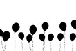 Silhouette outline of ballons on white.