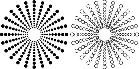 Poster - outline silhouette concentric dots radial set