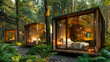 ranquil Forest Glass Cabins at Dusk