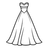 Fototapeta Tulipany - Elegant outline icon of a women's wedding dress for bridal designs.
