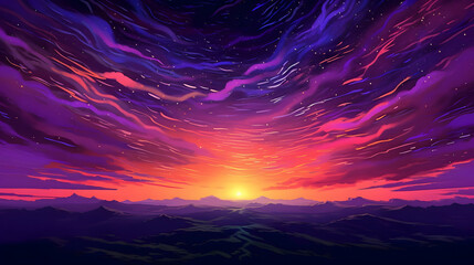 Digital aurora starry sky landscape abstract graphic poster web page PPT background