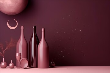 Poster - wine bottle and glass made by midjourney