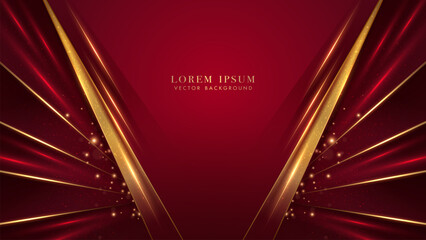 Wall Mural - Diagonal golden lines, light beam, and sparkle effects decorate on red background