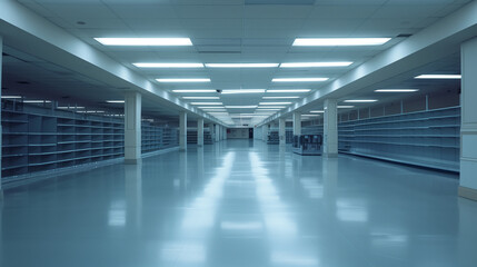 Poster - interior of a supermarket empty shelves 