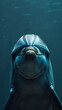 closeup of a Dolphin sitting calmly, hyperrealistic animal photography, copy space for writing