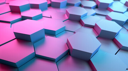 Wall Mural - modern wallpaper abstract background with blue and pink hexagons, business presentation background desktop wallpaper, website homepage banner 