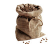 a sack with coffee beans, on white background PNG