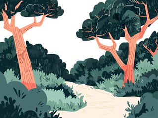 white background, Following trail markers painted on trees, in the style of animated illustrations, background, text-based