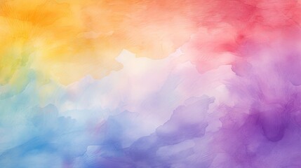 Fototapete - watercolor rainbow background with vibrant, blended hues seamlessly transitioning from red to violet, creating a harmonious and uplifting atmosphere, Watercolor painting background