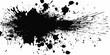 Black ink splatter on a white background,  grunge ink brush splash ,Dirty black texture paint, backdrop, banner