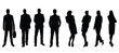 Businessman and businesswoman. Full body silhouette people on a white background. Men and women wearing a suit, front view. Vector illustration.