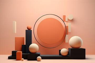 Poster - Abstract composition of various shapes. 3D rendering of digital illustration. Abstract figure template,  generated by AI. 3D illustration