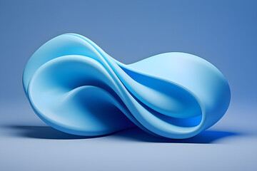 Poster -  Abstract 3d design against  blue background. Smooth shape 3d rendering , generated by AI. 3D illustration